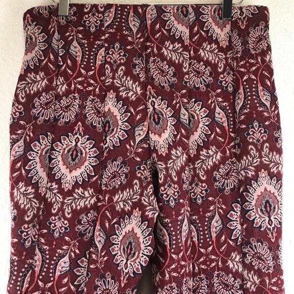 Anthropologie Damask Jacquard Flare Pants Floral Botanical Retro Boho Plus Size - Picture 4 of 10
